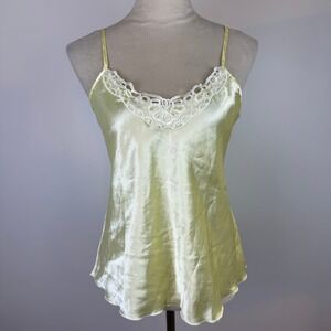 Pale Yellow‎ Satin Lace Trim Womens Cute Camisole Top Spaghetti Strap Size XL